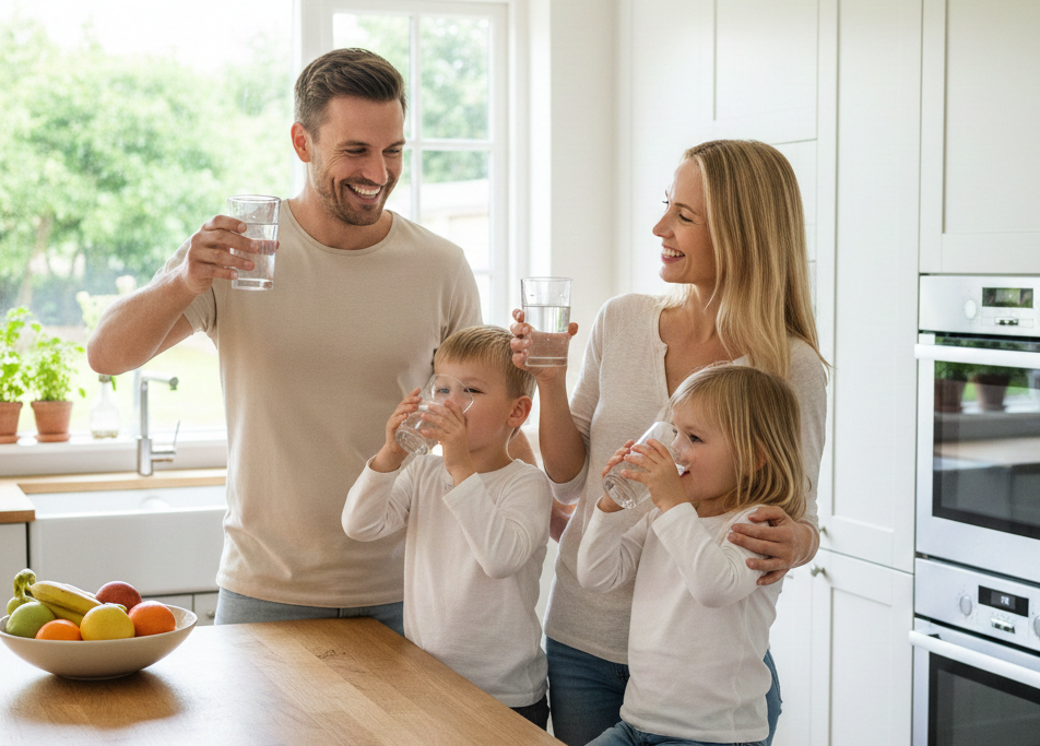 Család tiszta ivóvízzel